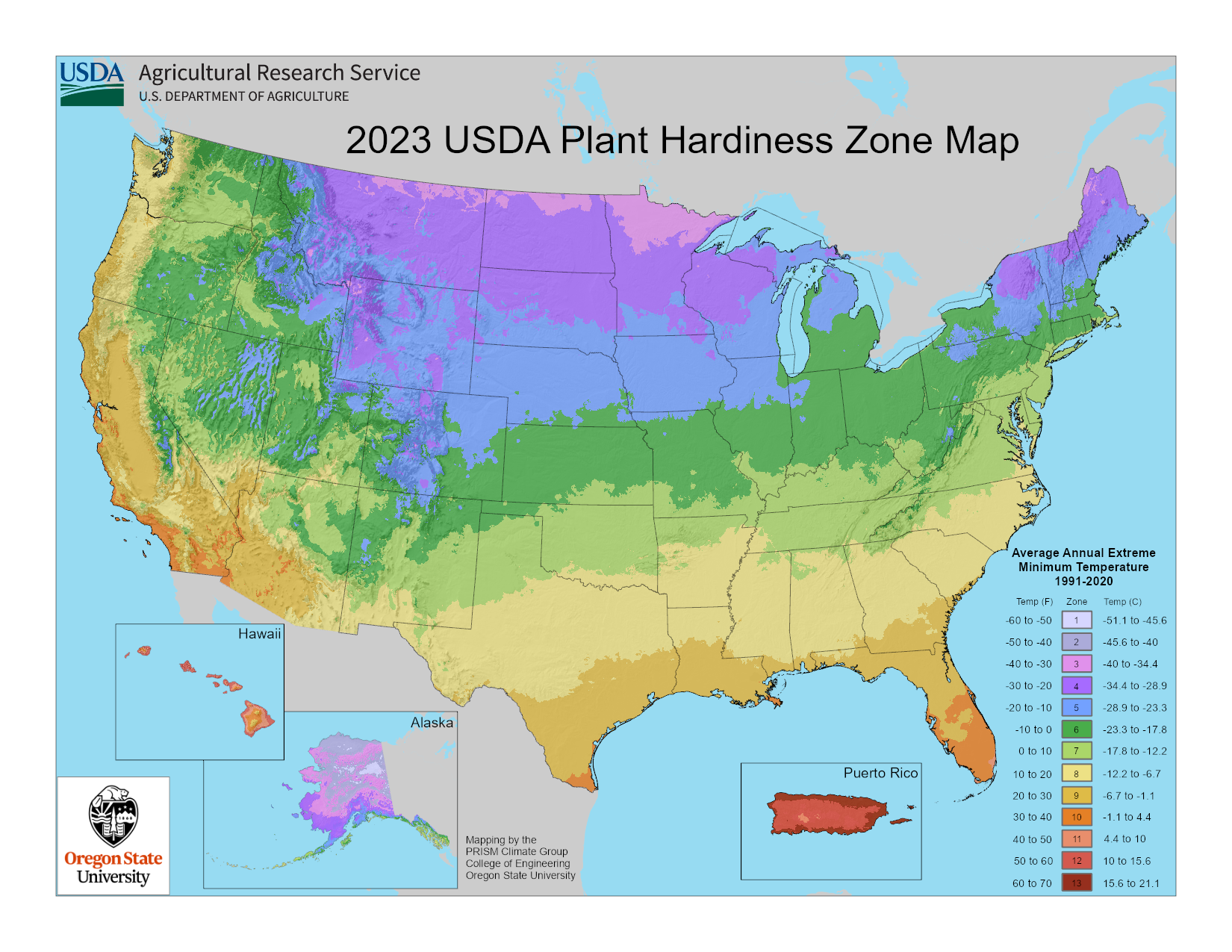 The 2023 USDA Zone Map.
